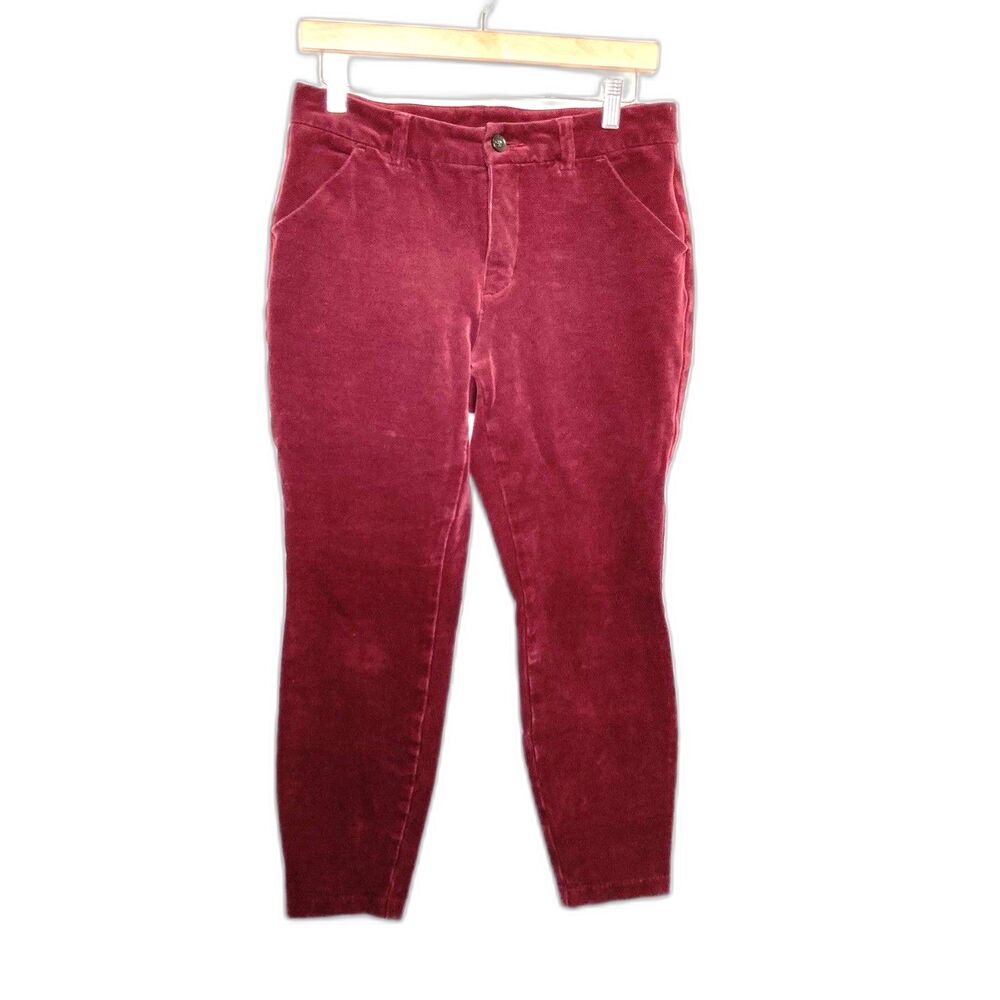 Duluth Women's Size 8 Corduroy Mid Rise Skinny Ankle Pants Burgundy